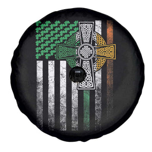 Irish Pride Spare Tire Cover American Flag Celtic Cross Shamrock St Patrick's Day TS11 Print Your Wear