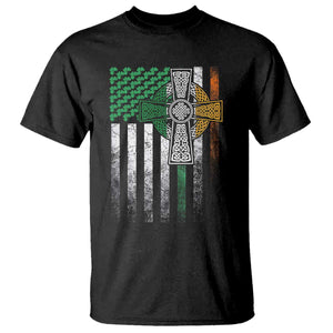 Irish Pride T Shirt American Flag Celtic Cross Shamrock St Patrick's Day TS11 Black Print Your Wear