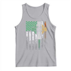 Irish Pride Tank Top American Flag Celtic Cross Shamrock St Patrick's Day TS11 Athletic Heather Print Your Wear
