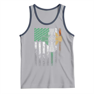 Irish Pride Tank Top American Flag Celtic Cross Shamrock St Patrick's Day TS11 Athletic Heather Navy Print Your Wear