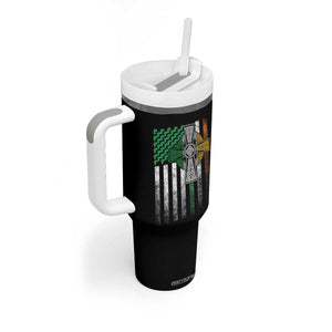 Irish Pride Tumbler With Handle American Flag Celtic Cross Shamrock St Patrick's Day TS11 Print Your Wear