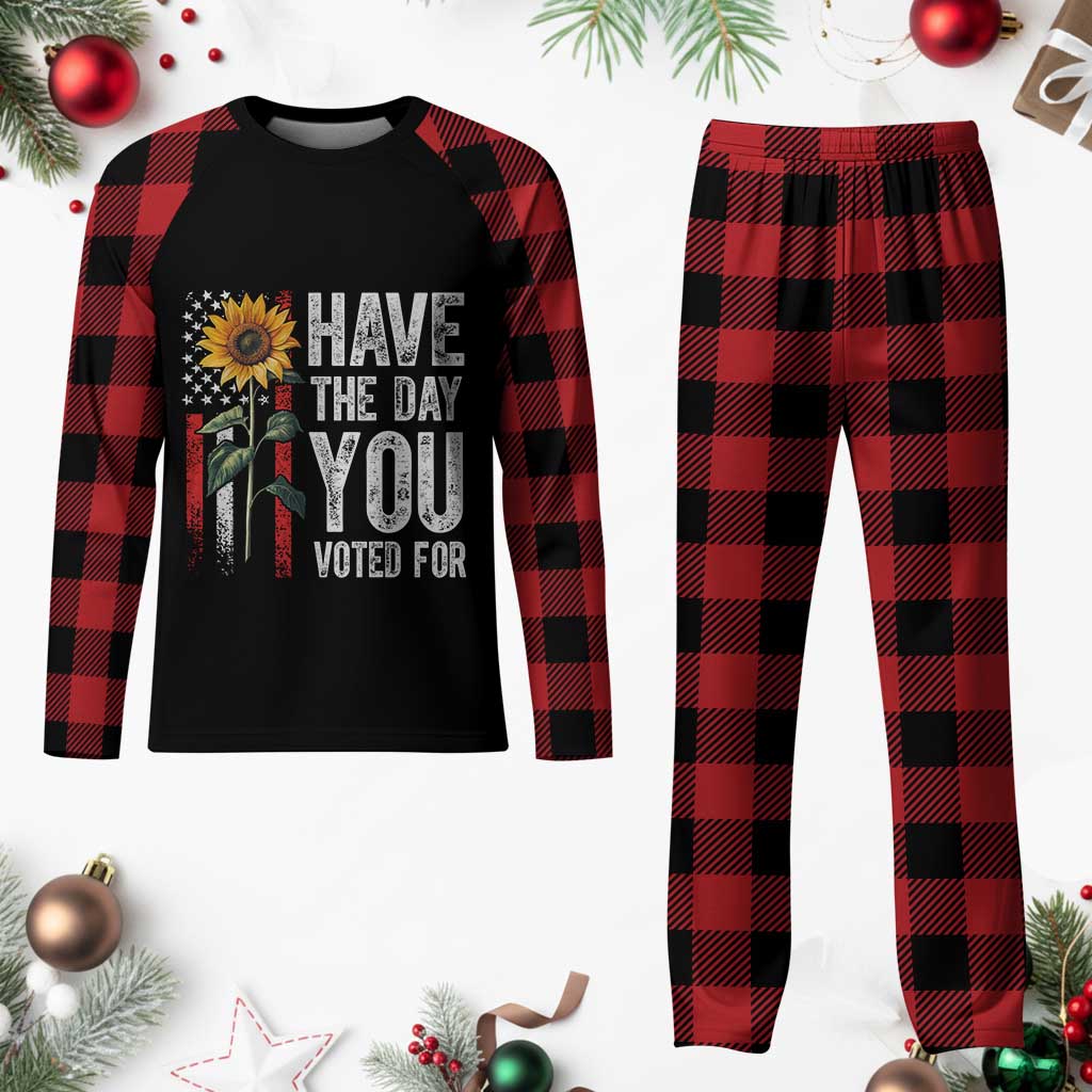 Have The Day You Voted For Plaid Pajama Set Vintage American Flag Sunflower TS11 Buffalo Plaid Print Your Wear