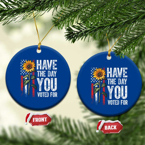 Have The Day You Voted For Ceramic Ornament Vintage American Flag Sunflower TS11 1pc Blue Print Your Wear