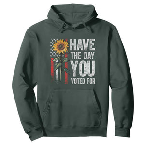 Have The Day You Voted For Hoodie Vintage American Flag Sunflower TS11 Dark Forest Green Print Your Wear