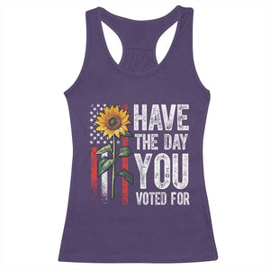 Have The Day You Voted For Racerback Tank Top Vintage American Flag Sunflower TS11 Purple Print Your Wear