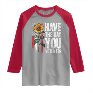 Have The Day You Voted For Raglan Shirt Vintage American Flag Sunflower TS11 Sport Gray Red Print Your Wear