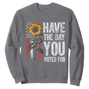 Have The Day You Voted For Sweatshirt Vintage American Flag Sunflower TS11 Charcoal Print Your Wear