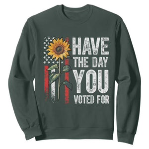 Have The Day You Voted For Sweatshirt Vintage American Flag Sunflower TS11 Dark Forest Green Print Your Wear