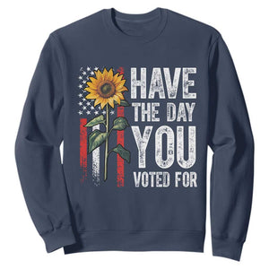 Have The Day You Voted For Sweatshirt Vintage American Flag Sunflower TS11 Navy Print Your Wear