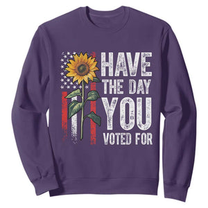 Have The Day You Voted For Sweatshirt Vintage American Flag Sunflower TS11 Purple Print Your Wear