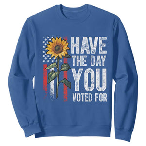 Have The Day You Voted For Sweatshirt Vintage American Flag Sunflower TS11 Royal Blue Print Your Wear