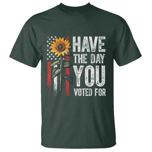 Have The Day You Voted For T Shirt - Vintage American Flag Sunflower Political Humor Tee TS11 Dark Forest Green Print Your Wear