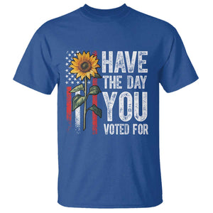 Have The Day You Voted For T Shirt - Vintage American Flag Sunflower Political Humor Tee TS11 Royal Blue Print Your Wear