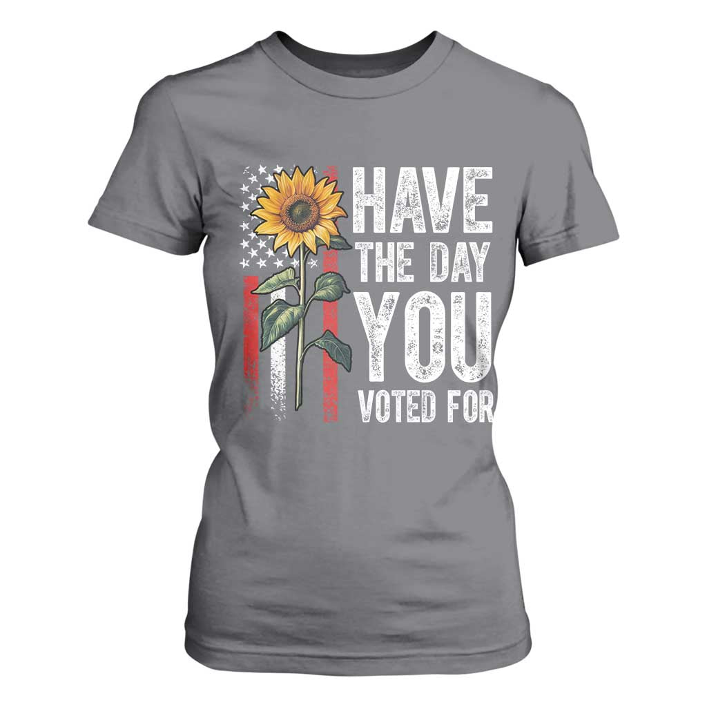 Have The Day You Voted For T Shirt For Women Vintage American Flag Sunflower TS11 Charcoal Print Your Wear