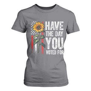 Have The Day You Voted For T Shirt For Women Vintage American Flag Sunflower TS11 Charcoal Print Your Wear