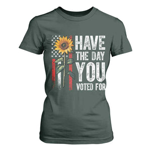 Have The Day You Voted For T Shirt For Women Vintage American Flag Sunflower TS11 Dark Forest Green Print Your Wear