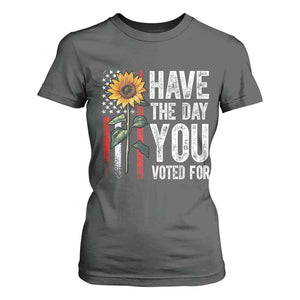 Have The Day You Voted For T Shirt For Women Vintage American Flag Sunflower TS11 Dark Heather Print Your Wear