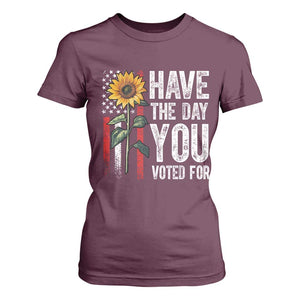 Have The Day You Voted For T Shirt For Women Vintage American Flag Sunflower TS11 Maroon Print Your Wear