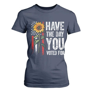 Have The Day You Voted For T Shirt For Women Vintage American Flag Sunflower TS11 Navy Print Your Wear