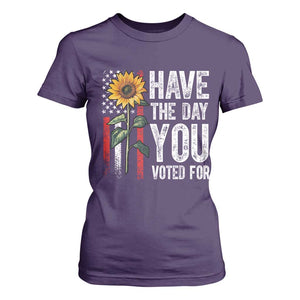 Have The Day You Voted For T Shirt For Women Vintage American Flag Sunflower TS11 Purple Print Your Wear