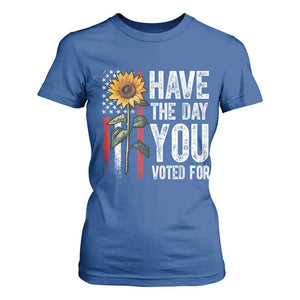 Have The Day You Voted For T Shirt For Women Vintage American Flag Sunflower TS11 Royal Blue Print Your Wear