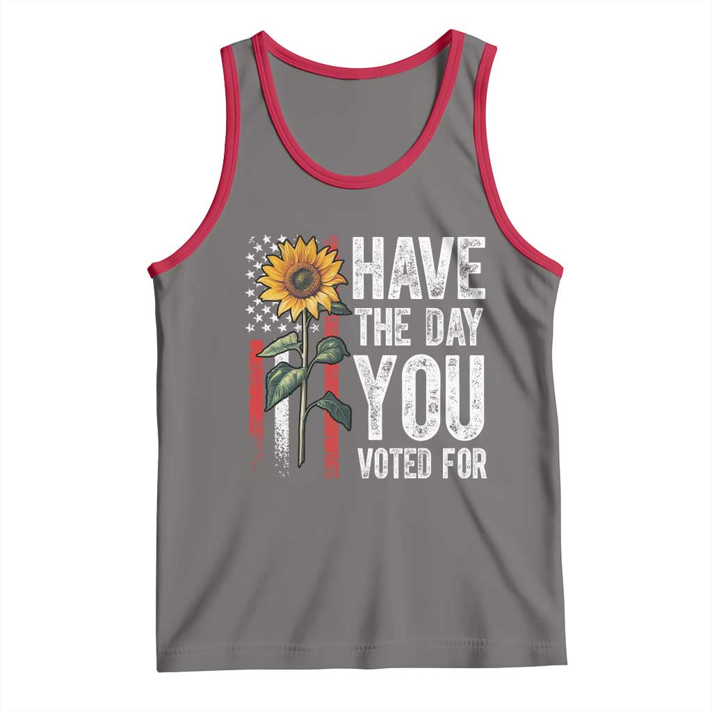 Have The Day You Voted For Tank Top Vintage American Flag Sunflower TS11 Deep Heather Red Print Your Wear