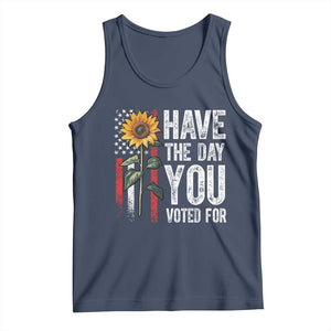 Have The Day You Voted For Tank Top Vintage American Flag Sunflower TS11 Navy Print Your Wear
