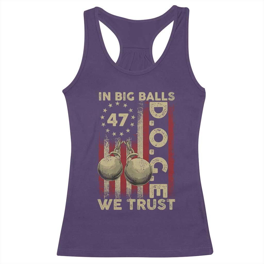 DOGE In Big Balls We Trust 2025 Racerback Tank Top Vintage Betsy Ross Flag TS11 Purple Print Your Wear