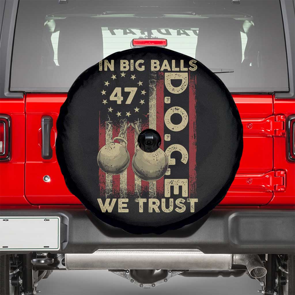 DOGE In Big Balls We Trust 2025 Spare Tire Cover Vintage Betsy Ross Flag TS11 Black Print Your Wear