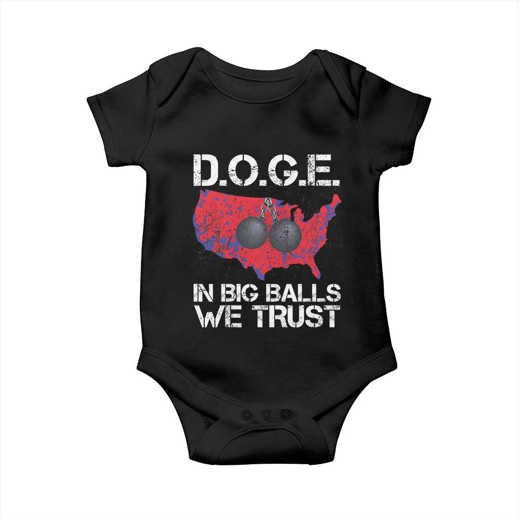 DOGE In Big Balls We Trust 2025 Baby Onesie Vintage American Map TS11 Black Print Your Wear