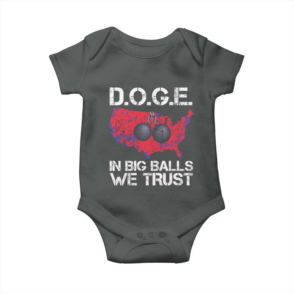 DOGE In Big Balls We Trust 2025 Baby Onesie Vintage American Map TS11 Dark Heather Print Your Wear