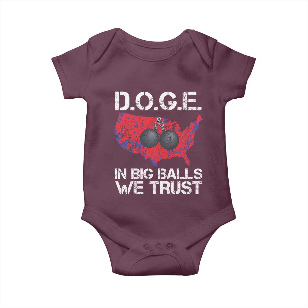 DOGE In Big Balls We Trust 2025 Baby Onesie Vintage American Map TS11 Maroon Print Your Wear
