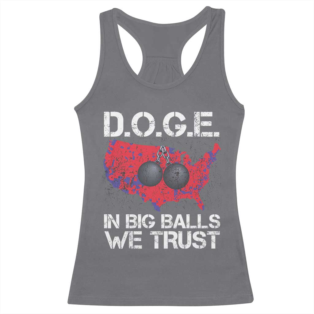 DOGE In Big Balls We Trust 2025 Racerback Tank Top Vintage American Map TS11 Charcoal Print Your Wear