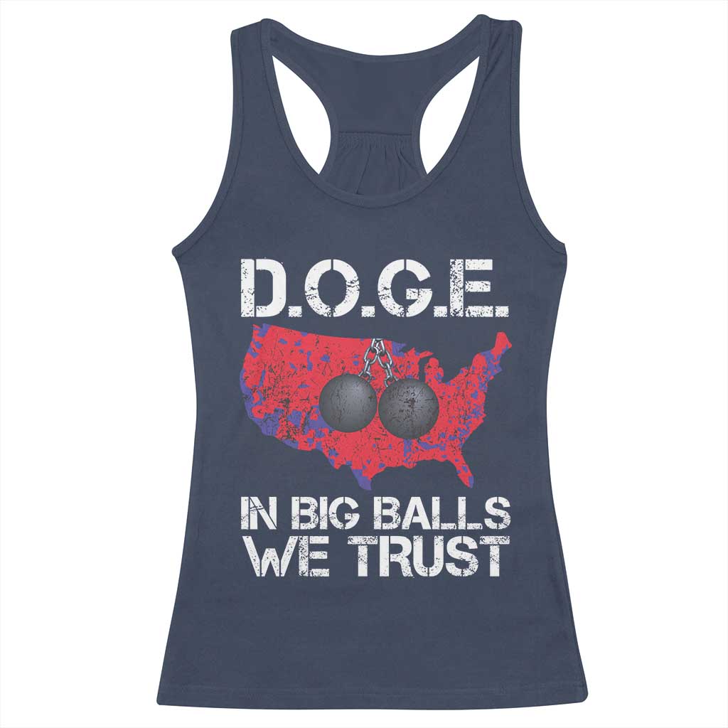 DOGE In Big Balls We Trust 2025 Racerback Tank Top Vintage American Map TS11 Navy Print Your Wear