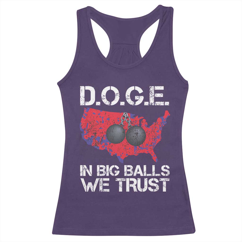 DOGE In Big Balls We Trust 2025 Racerback Tank Top Vintage American Map TS11 Purple Print Your Wear