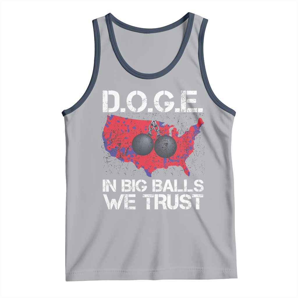 DOGE In Big Balls We Trust 2025 Tank Top Vintage American Map TS11 Athletic Heather Navy Print Your Wear
