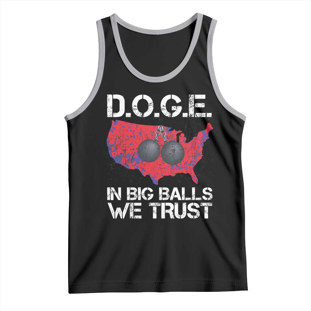 DOGE In Big Balls We Trust 2025 Tank Top Vintage American Map TS11 Black Athletic Heather Print Your Wear