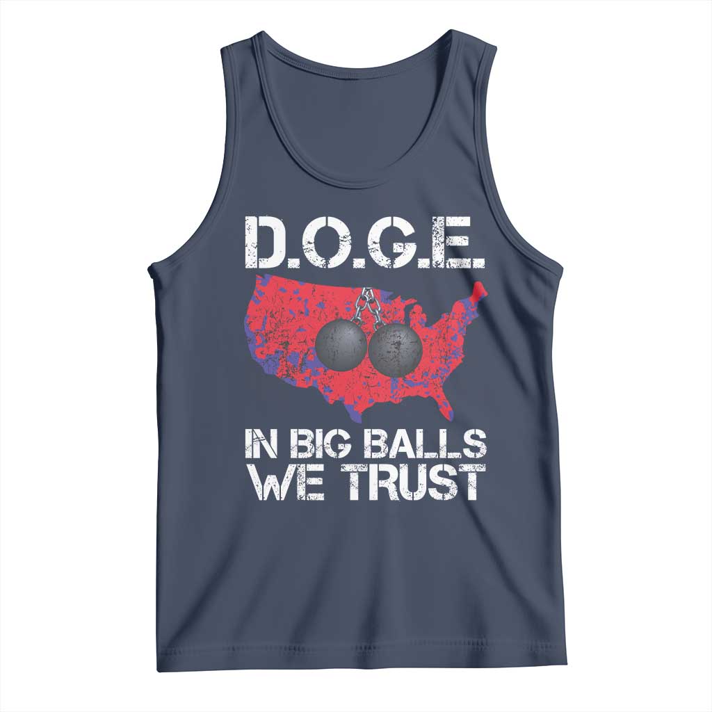DOGE In Big Balls We Trust 2025 Tank Top Vintage American Map TS11 Navy Print Your Wear