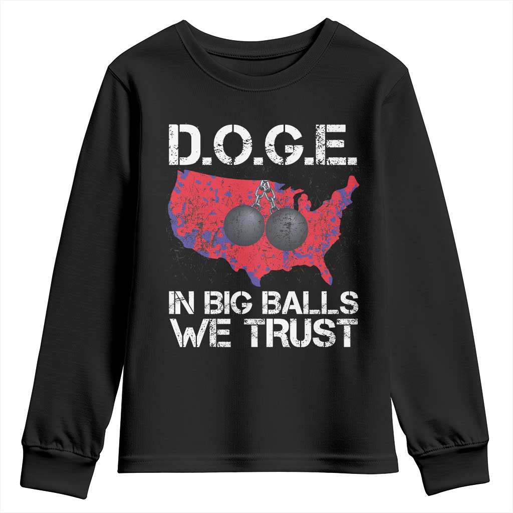 DOGE In Big Balls We Trust 2025 Youth Sweatshirt Vintage American Map TS11 Black Print Your Wear