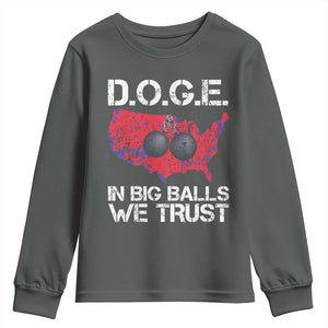 DOGE In Big Balls We Trust 2025 Youth Sweatshirt Vintage American Map TS11 Dark Heather Print Your Wear