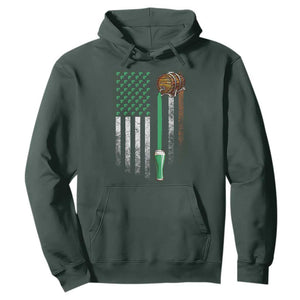 Funny St Patrick's Day Irish Beer Drinking Hoodie Vintage Irish American Flag TS11 Dark Forest Green Print Your Wear