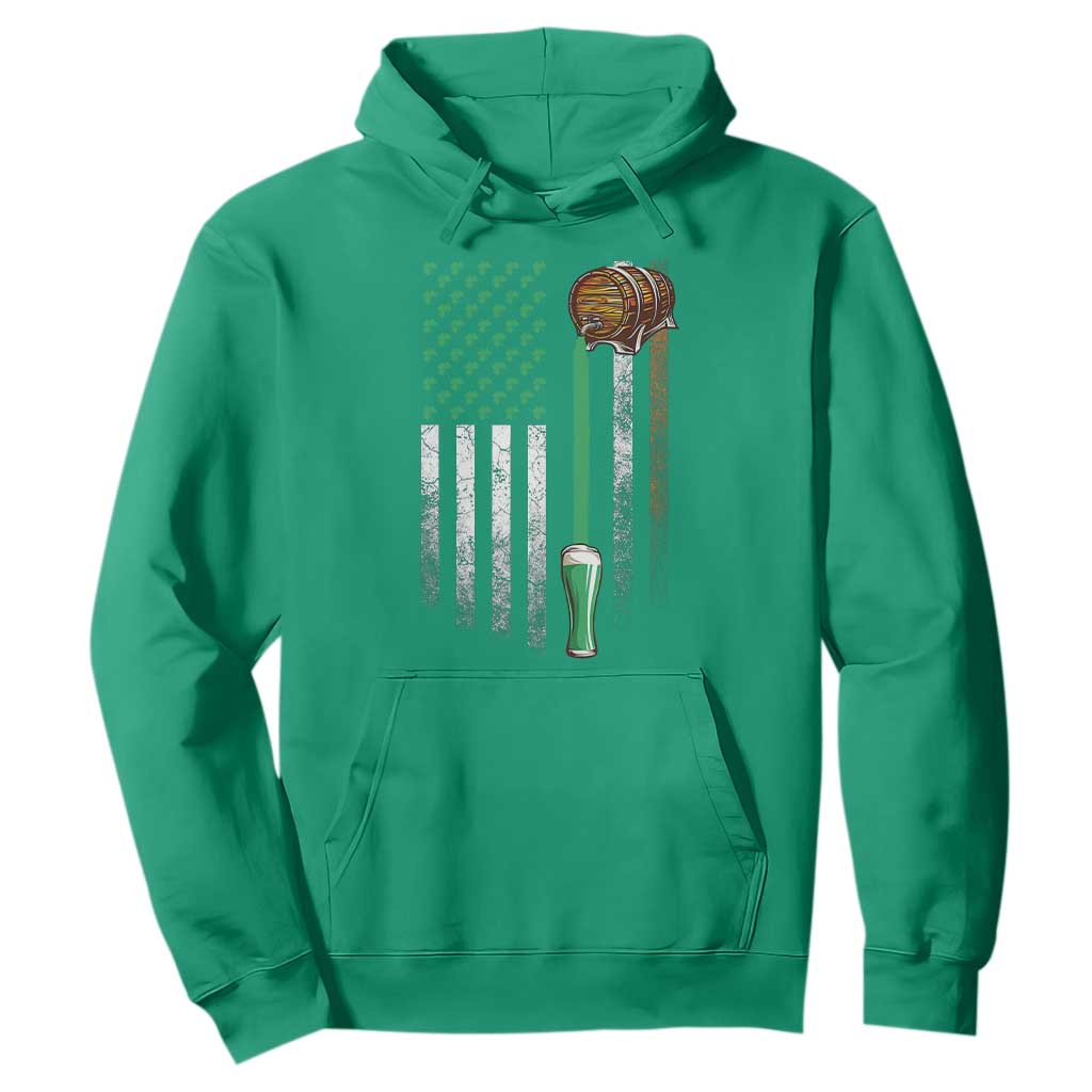 Funny St Patrick's Day Irish Beer Drinking Hoodie Vintage Irish American Flag TS11 Irish Green Print Your Wear