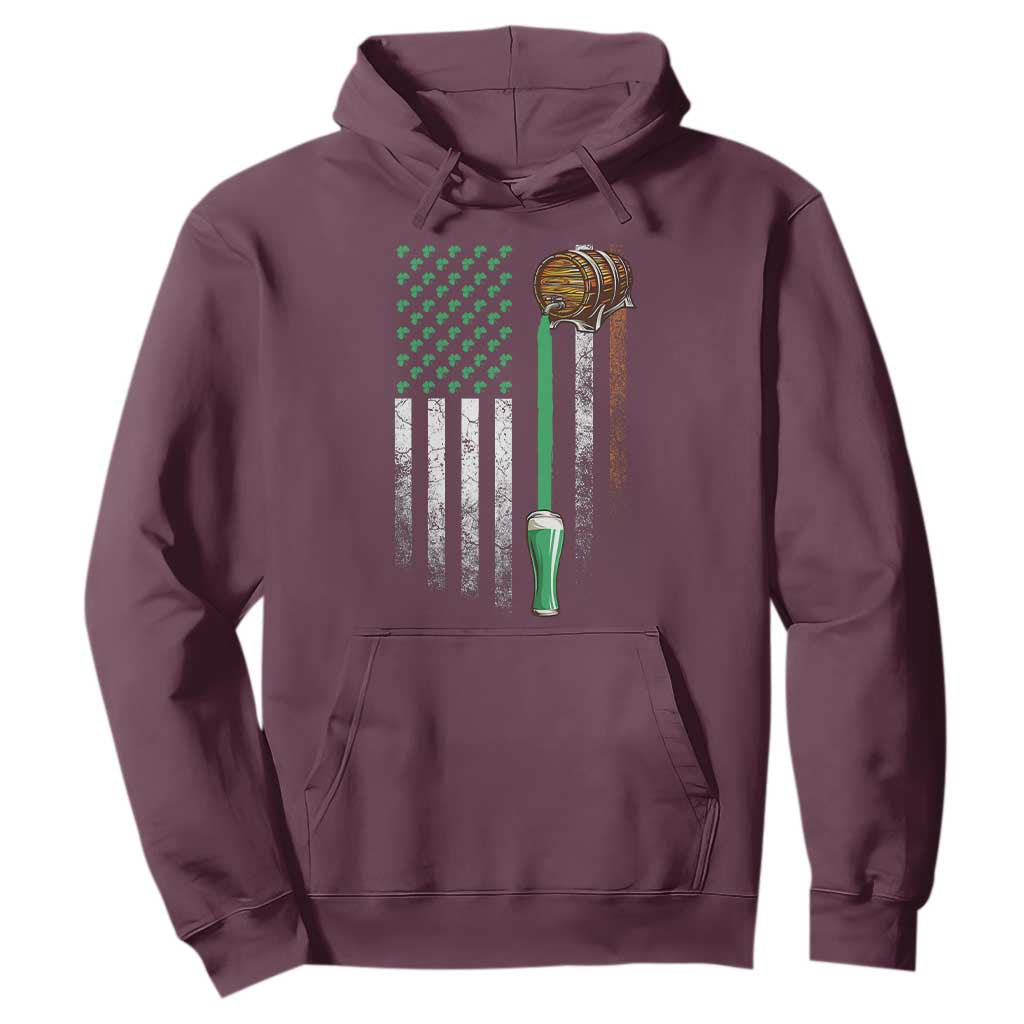 Funny St Patrick's Day Irish Beer Drinking Hoodie Vintage Irish American Flag TS11 Maroon Print Your Wear