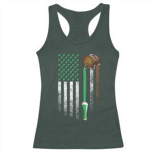 Funny St Patrick's Day Irish Beer Drinking Racerback Tank Top Vintage Irish American Flag TS11 Dark Forest Green Print Your Wear