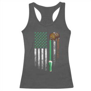 Funny St Patrick's Day Irish Beer Drinking Racerback Tank Top Vintage Irish American Flag TS11 Dark Heather Print Your Wear