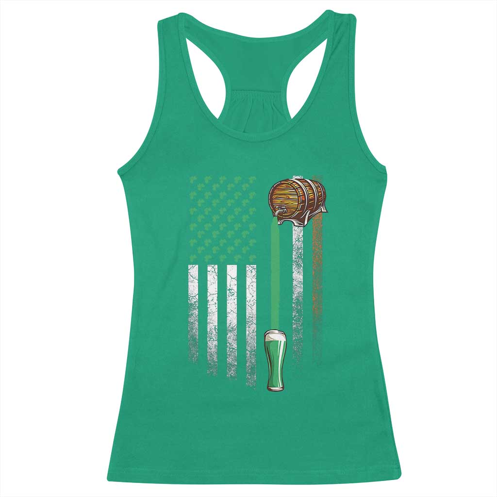 Funny St Patrick's Day Irish Beer Drinking Racerback Tank Top Vintage Irish American Flag TS11 Irish Green Print Your Wear