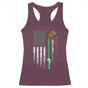 Funny St Patrick's Day Irish Beer Drinking Racerback Tank Top Vintage Irish American Flag TS11 Maroon Print Your Wear