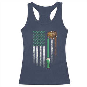 Funny St Patrick's Day Irish Beer Drinking Racerback Tank Top Vintage Irish American Flag TS11 Navy Print Your Wear