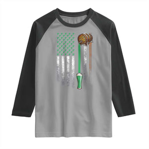 Funny St Patrick's Day Irish Beer Drinking Raglan Shirt Vintage Irish American Flag TS11 Sport Gray Black Print Your Wear