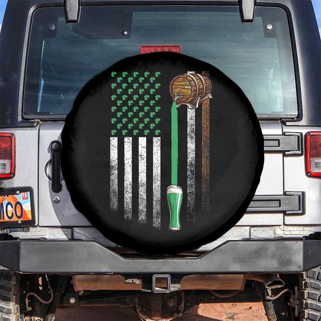 Funny St Patrick's Day Irish Beer Drinking Spare Tire Cover Vintage Irish American Flag TS11 No hole Black Print Your Wear